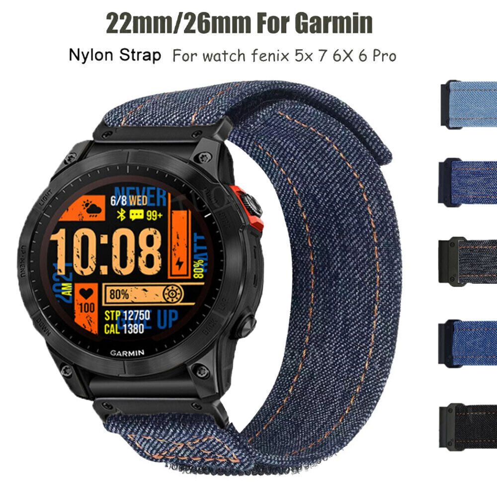 For Garmin Fenix 3/3 HR 5X 6 Pro 6X 7 7X Quickfit Nylon Canvas Watch Band Strap