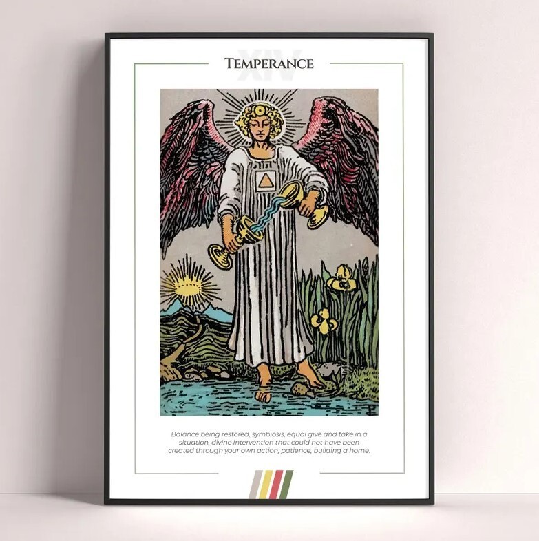 Temperance Tarot Card Art Print - High-Quality Digital Download Poster