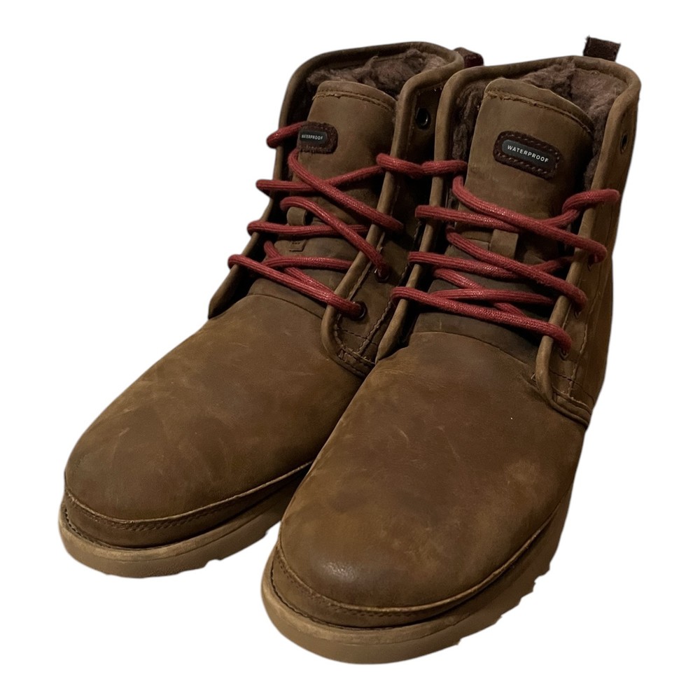 UGG Waterproof Harkley Dark Brown Boots Suede Pure Wool Men’s Size 9