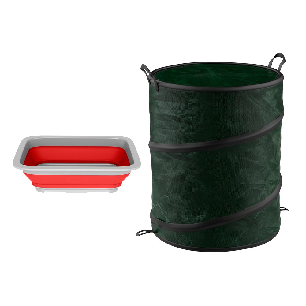 Collapsible Trash Can and Camp Sink Set - 29.5-Gallon Garbage Bin and 7-Liter...