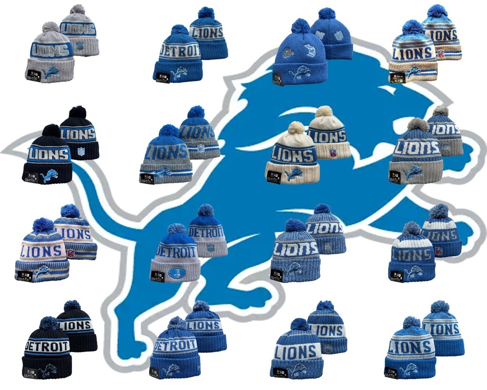 Detroit Lions NFL Knitted Beanie Hat 2024 Woolen Winter Football Cap Sport