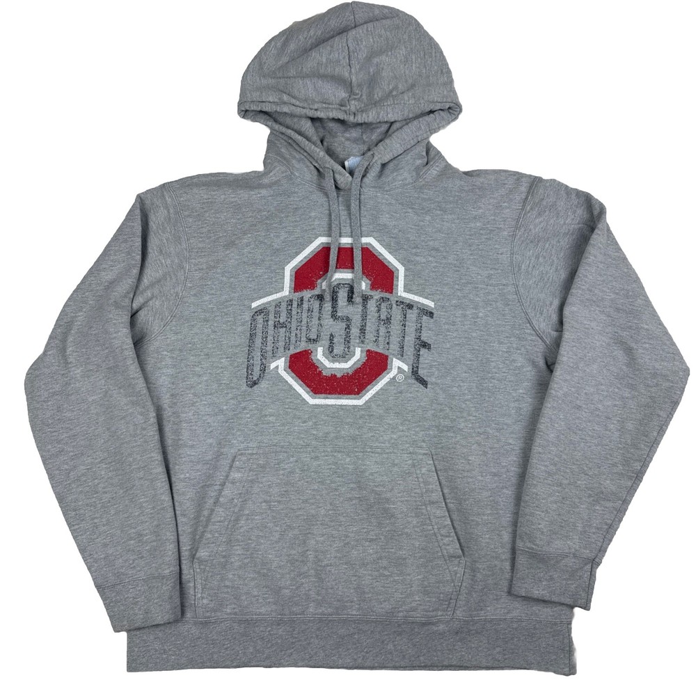 Ohio State Buckeyes Sweater Men's L Faded Gray Logo Hoodie Pullover Outdoor NCAA