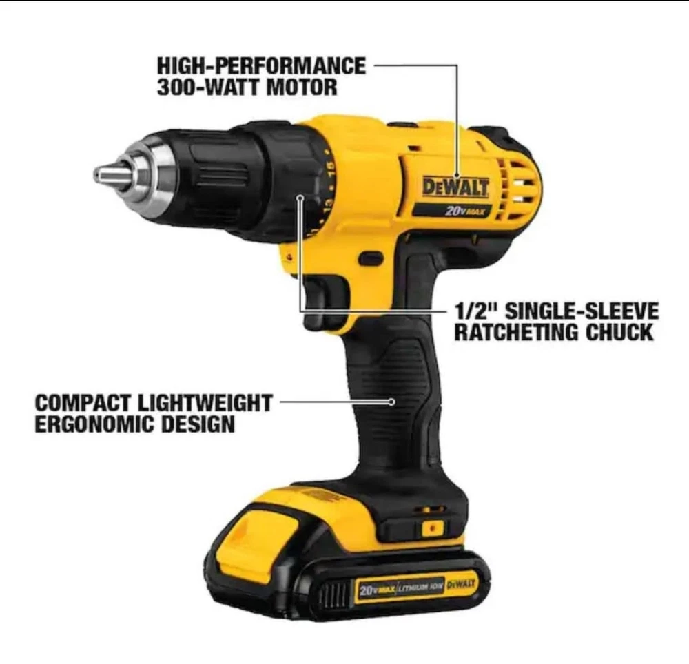 DeWalt DCD771 20V MAX Cordless 1/2-Inch Drill Driver with Brushless Motor