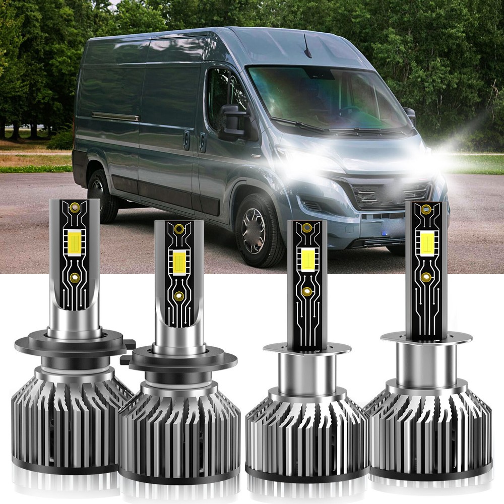 For Fiat Ducato 2009-2018 LED Headlight Bulb High Low Beam Kit 6500K White H1 H7