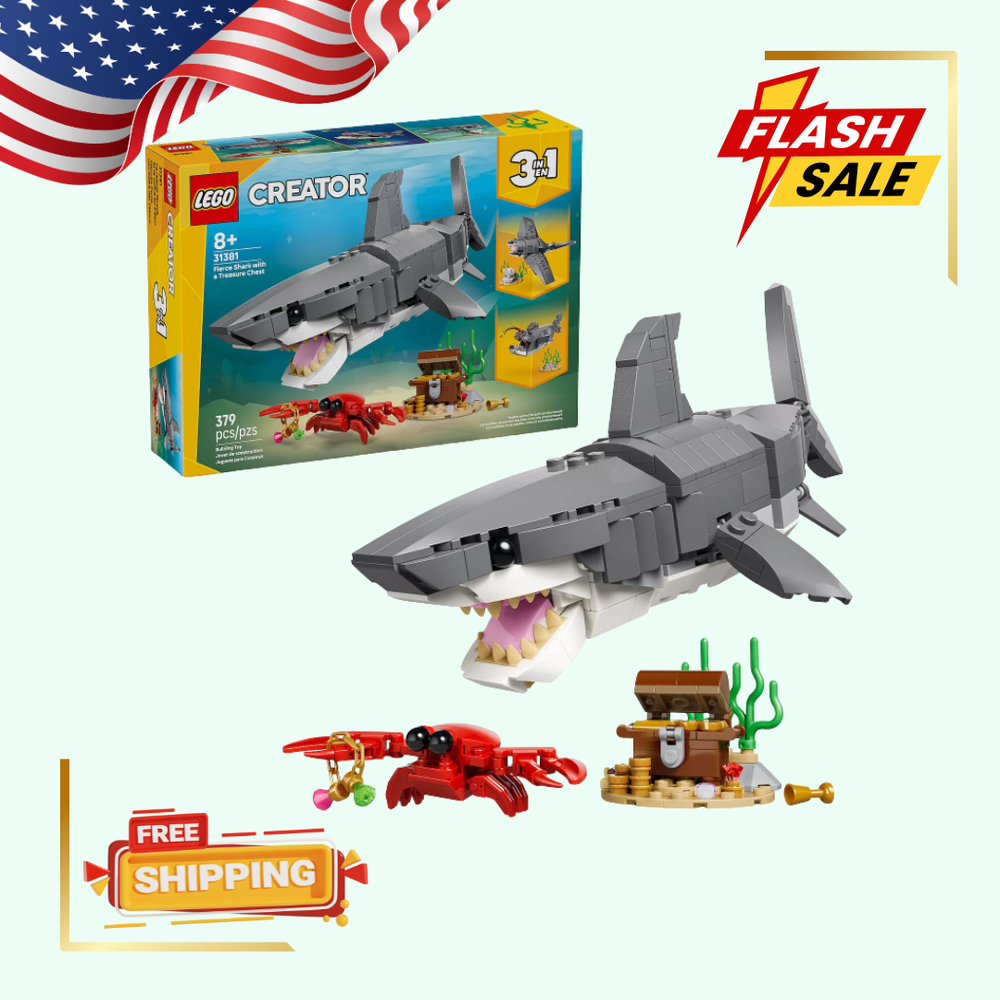 [FASH SALE] LEGO Creator Fierce Shark with a Treasure Chest 31381 Building Kit-image