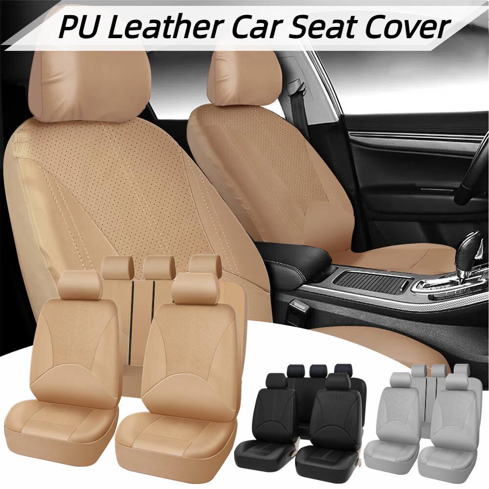 Luxury Universal 5-Seat Car Seat Cover Set Full Leather Front Rear Cushion