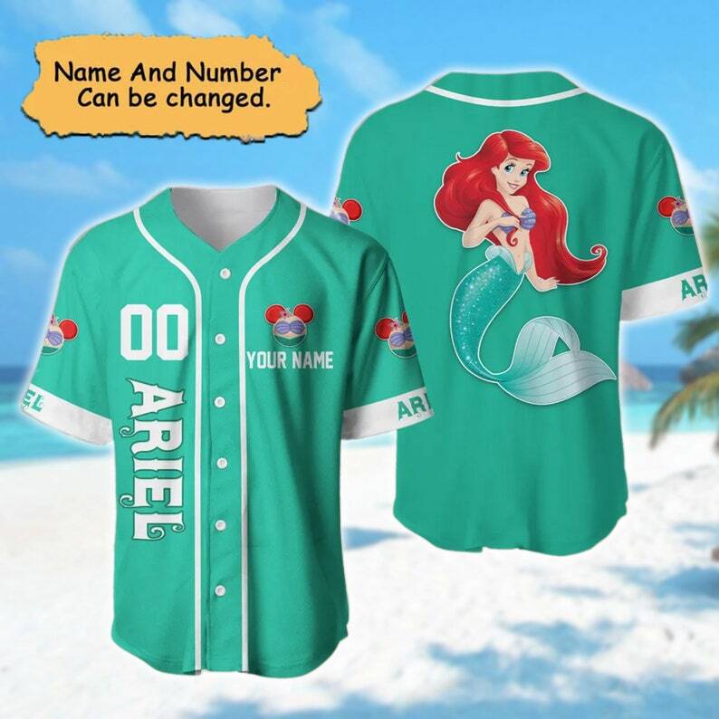 Personalize Mermaid Baseball Jersey Shirt, Kid and Adult Sport Birthday Gift