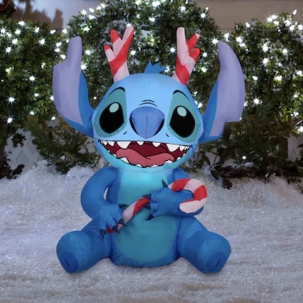 Disney Stitch Christmas Inflatable Airblown 3.2ft Yard Decor Candy Cane Blow Up