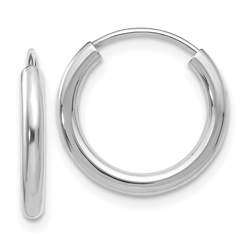10k White Gold Polished Endless 2mm Hoop Earrings 0.62gm L-16 mm W-16 mm