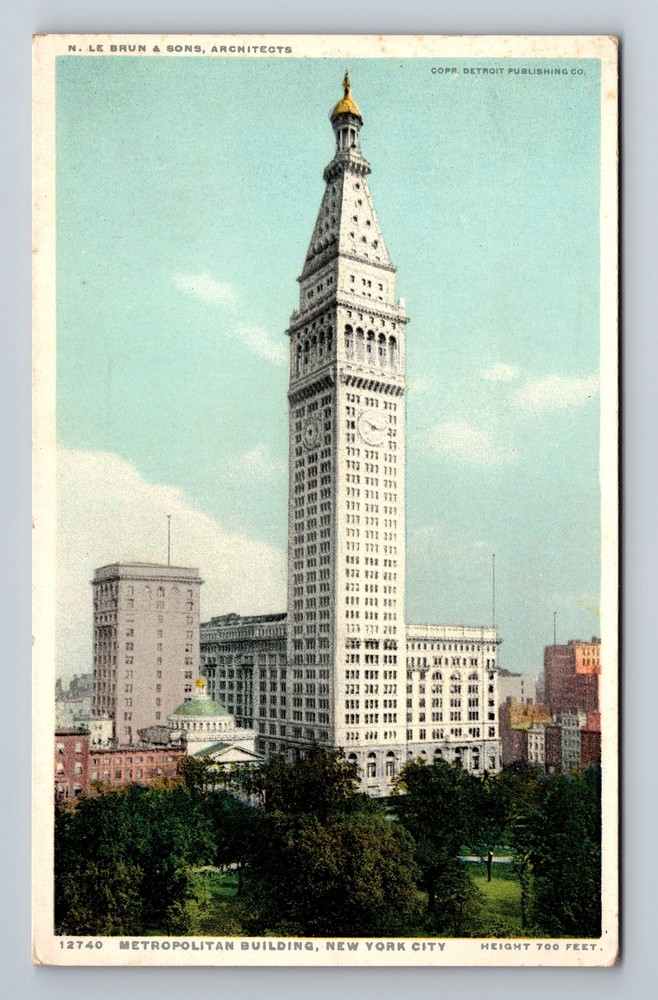 New York City NY, Metropolitan Building, Souvenir, Vintage c1921 Postcard