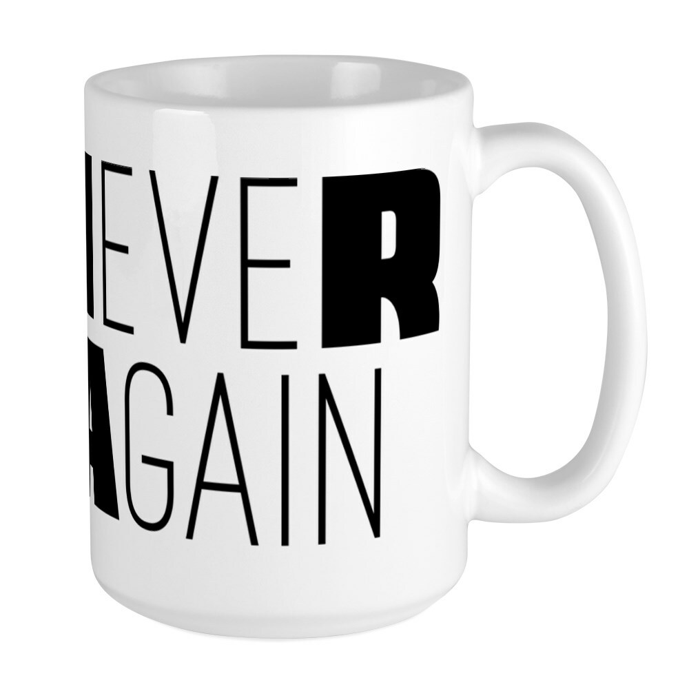 CafePress Never Again Coffee Mug, Large 15 oz. White Coffee Cup (244819690)