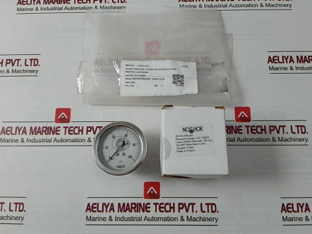 Noshok 0-100 PSI Pressure Gauges 2.5” 304SS Case