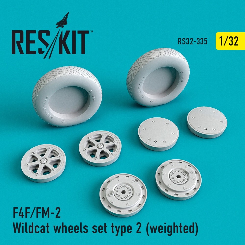 F4F/FM-2 Wildcat Type 2 Weighted Wheels 1:32 ResKit RS32-0335