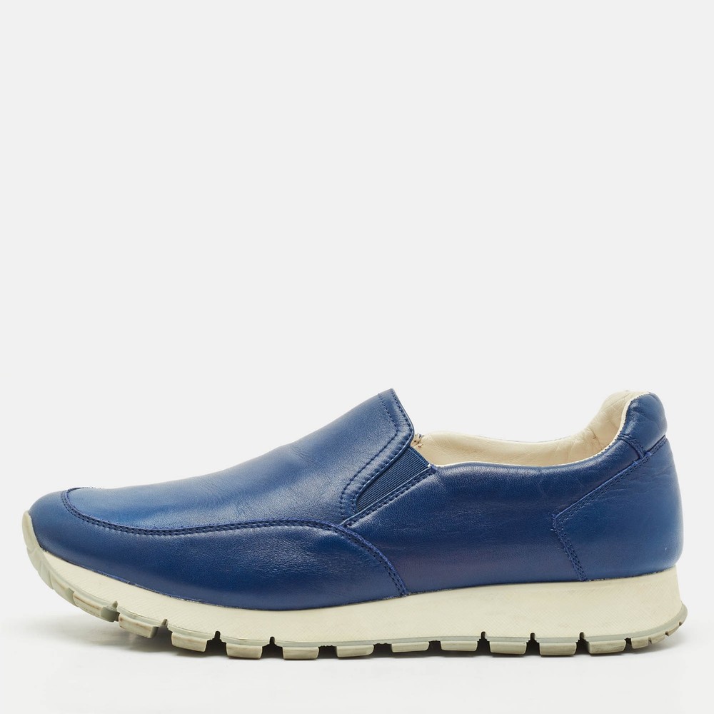 Prada Sport Blue Leather Slip-On Sneakers EU 39.5