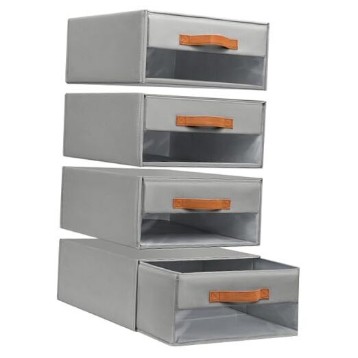 Grey Pull-Out Drawer Closet Organizers for Efficient Storage Solutions