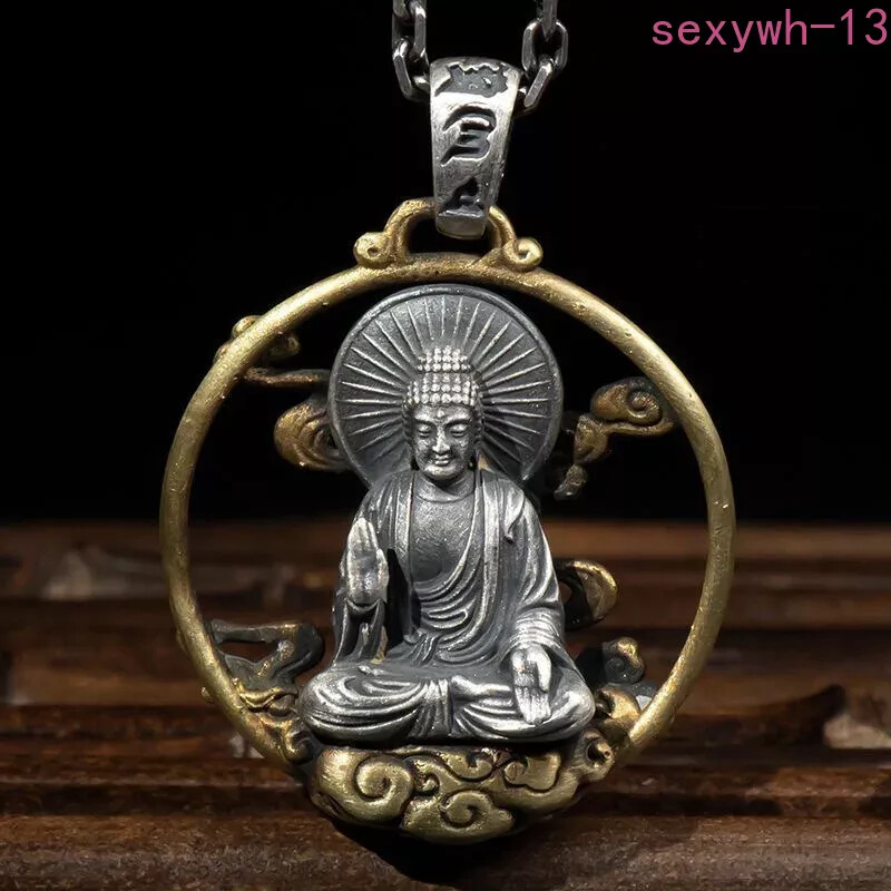 Vintage Exquisite Buddhist Sculpture Buddha Pendant Necklace Peace Jewelry Gift