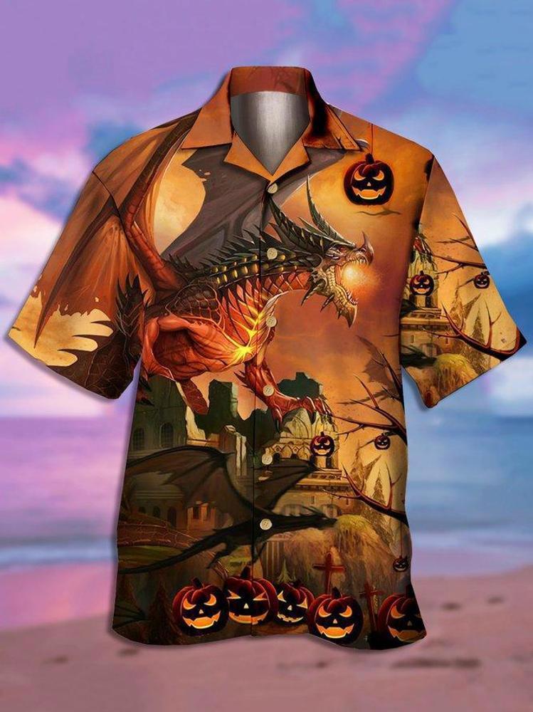 Menx27s Animal Print Casual Short Sleeve Hawaiian Shir