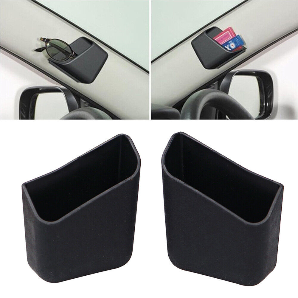 2pcs Phone Card key Organizer Interior Storage Box Holder Black Car Accessories
