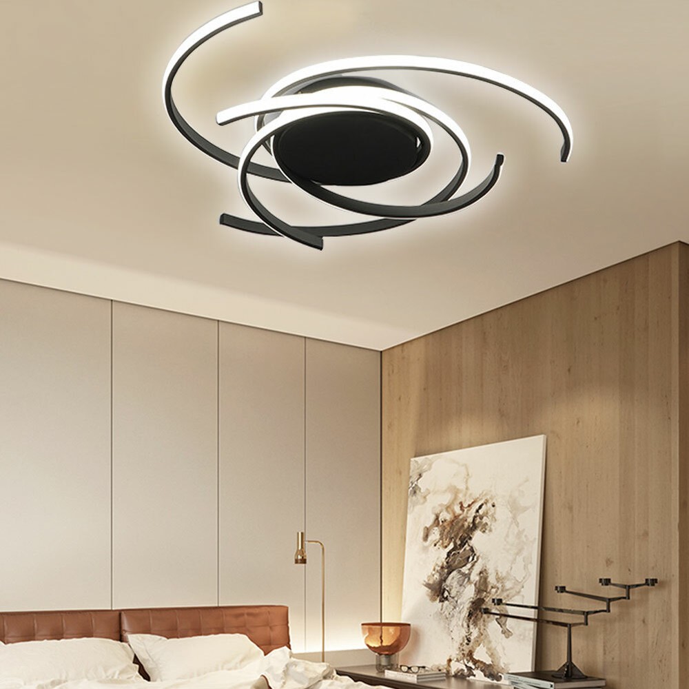 Modern LED Dimmable Ceiling Light Flush Mount Ceiling Lamp Chandelier w/ Remote