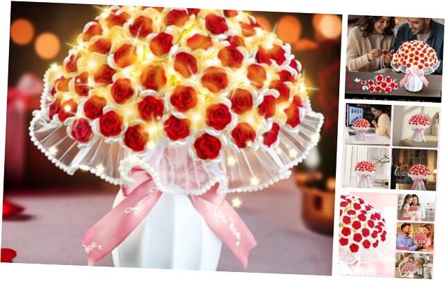 99 Red Roses Artificial Flower Bouquet with Vase - Perfect DIY Valentine's Gift