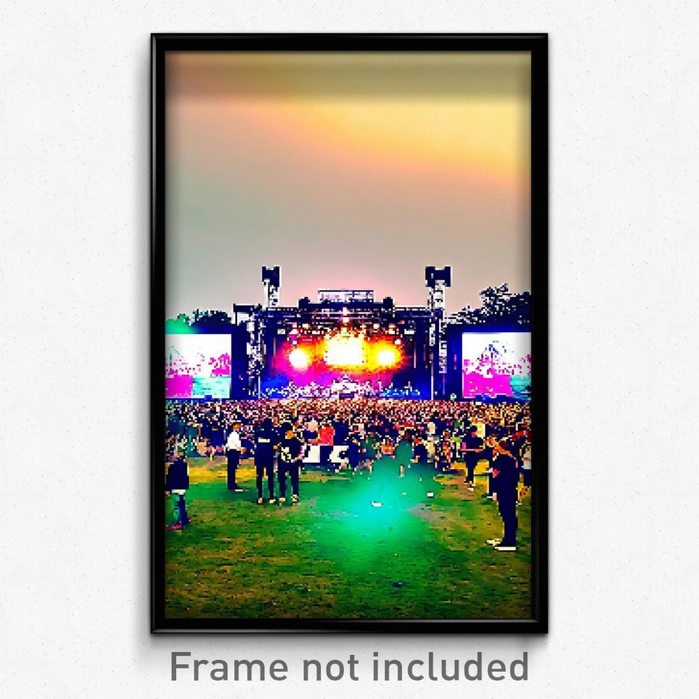 8-Bit Pixel Art Poster of a Psychedelic Music Festival Video Game Print