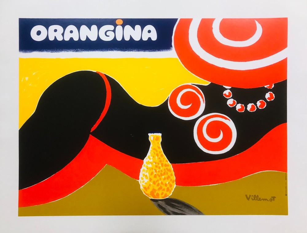Bernard Villemot, C.A. 1980S - ORANGINA - Original Vintage Poster Linen Backed
