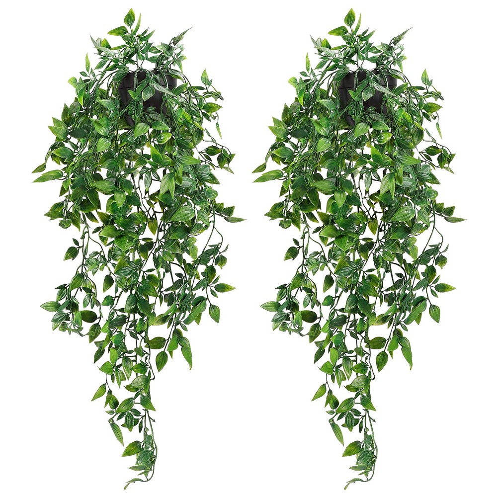 2pcs Artificial Hanging Potted Plants for Indoor Outdoor Decor Aesthetic