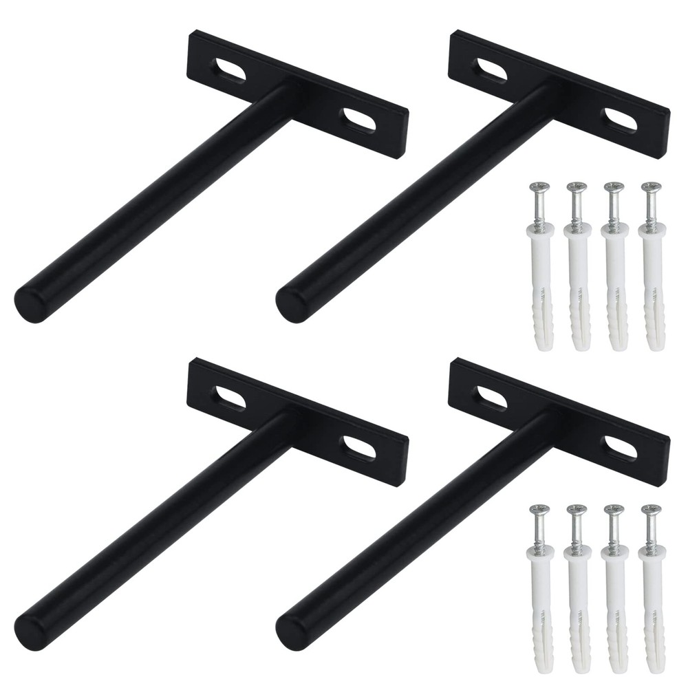 5-Inch Solid Steel Floating Shelf Brackets - 4-Piece Heavy Duty Hidden Supports for Large Shelves  