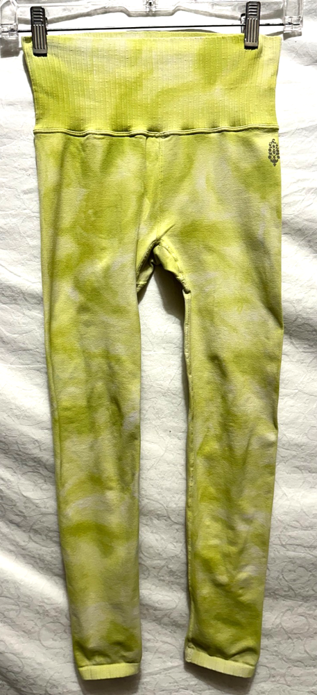 FP Free People Movement Size XS Good Karma Tie Dye Chartreuse High Rise Leggings
