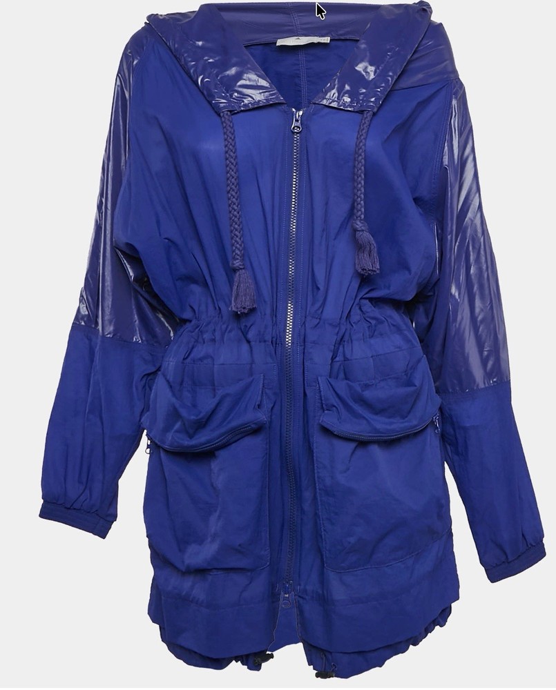 Adidas Stella McCartney Blue Coated Nylon Women's Windbreaker Jacket Size Small