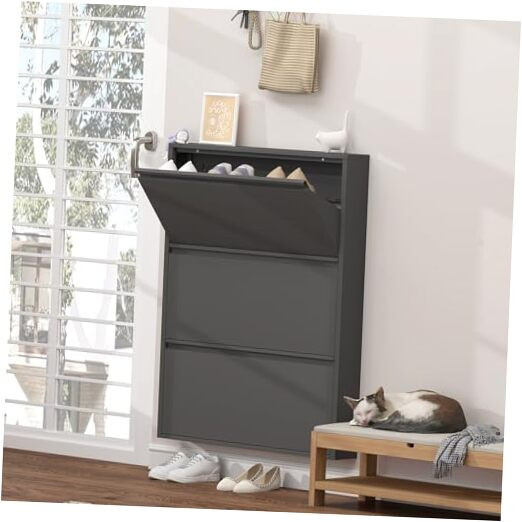 Narrow 3-Tier Flip-Drawer Shoe Storage Cabinet for Entryway
