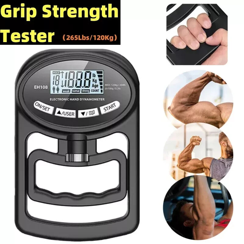 Grip Strength Tester, 265Lbs/120Kg Digital Hand Dynamometer Grip Strength