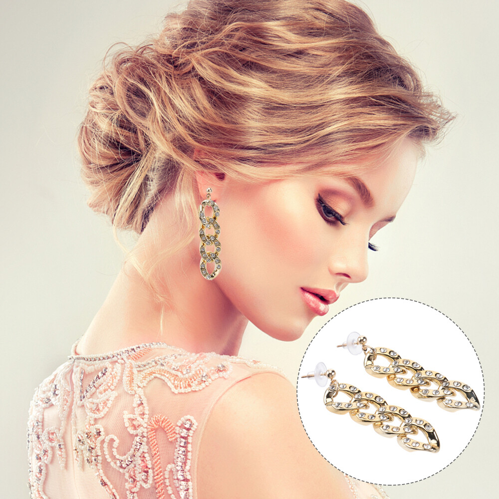 Elegant Gold Plated Chain Statement Drop Earrings for Women Stylish and Sophisticated Design
