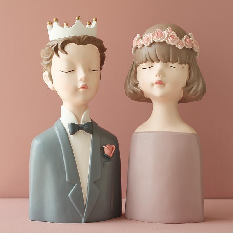 Figurine Man Wedding Resin Multicolor Romantic Carved Large Free Stand Decor