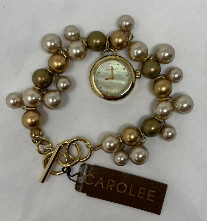Carolee Pearl Bracelet with dangle watch centerpiece W1589-5060 NWT