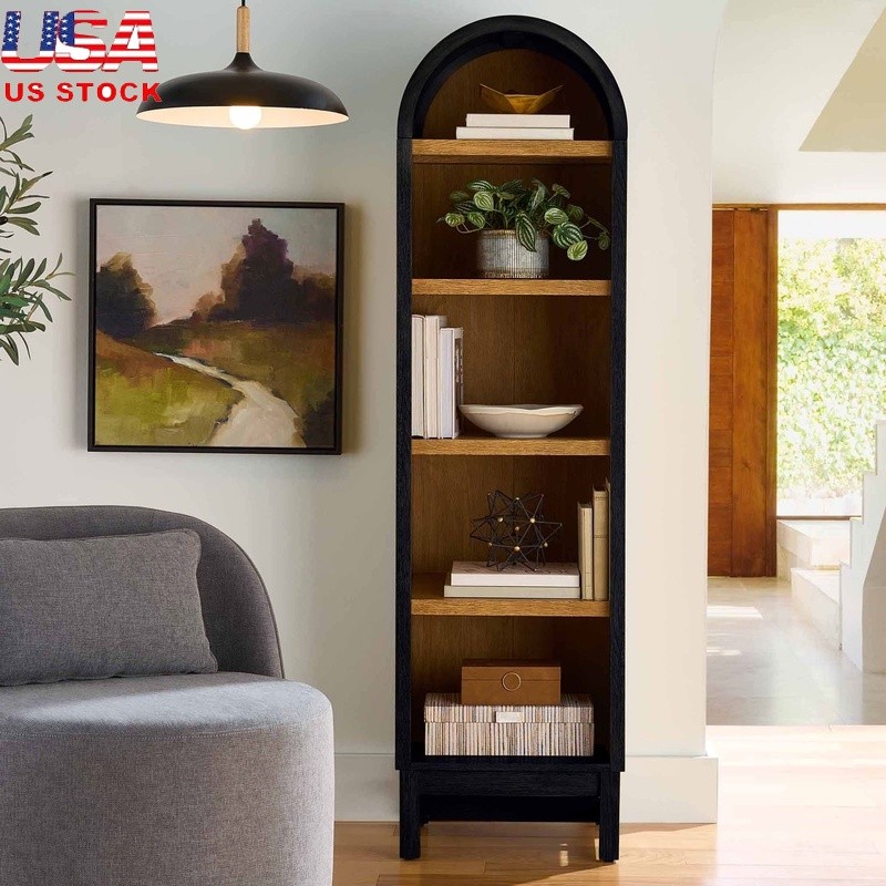 Juliet Arch Bookcase Adjustable Shelves Vertical Storage Rustic Home Furniture