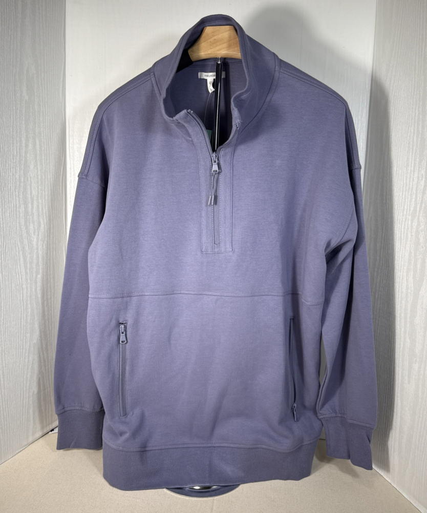 Maurice’s Athleisure Half Zip Pullover Sweatshirt Blue Metal Cozy Layer Large