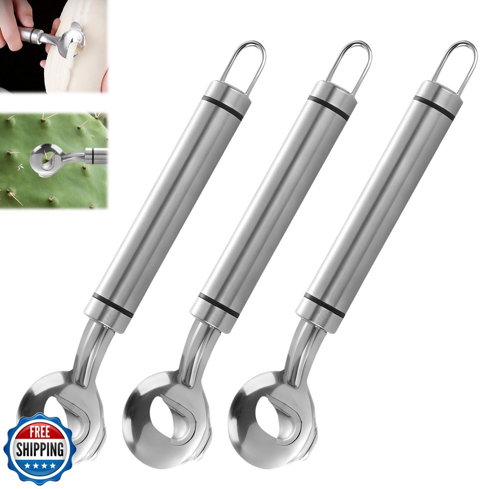 3Pcs Stainless Steel Cactus Peeler Spoon Set for Nopales, Multi-Functional Kitchen Tool