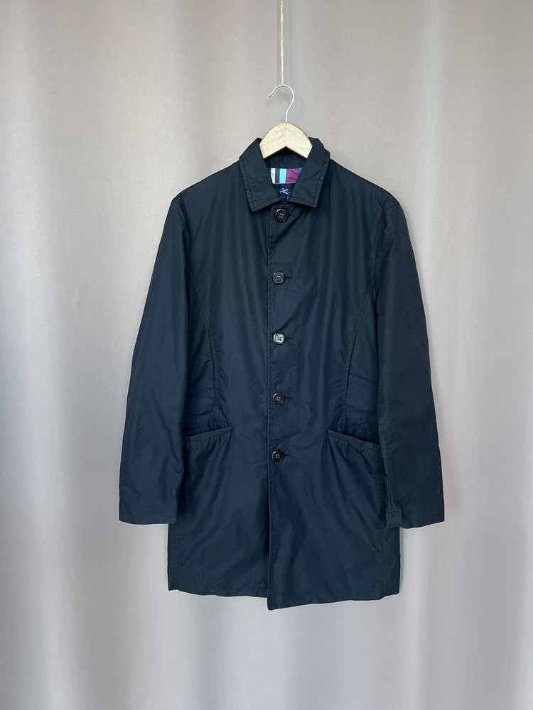 Etro Milano Trench Coat Mens Size 46 or S/M Vintage Button Jacket Made in Italy