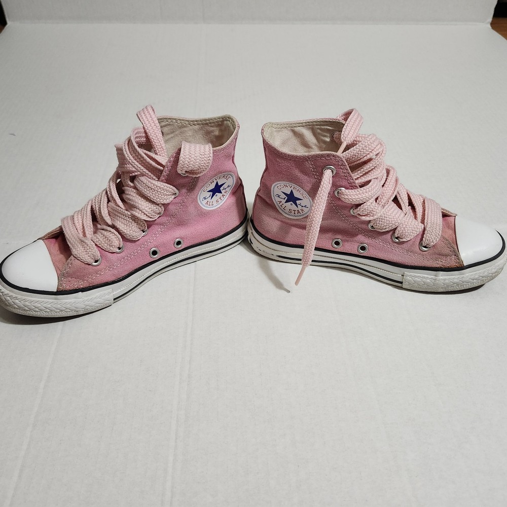 Converse Chuck Taylor All Star Pink High Top Shoes Size 1 Youth PINK LACES