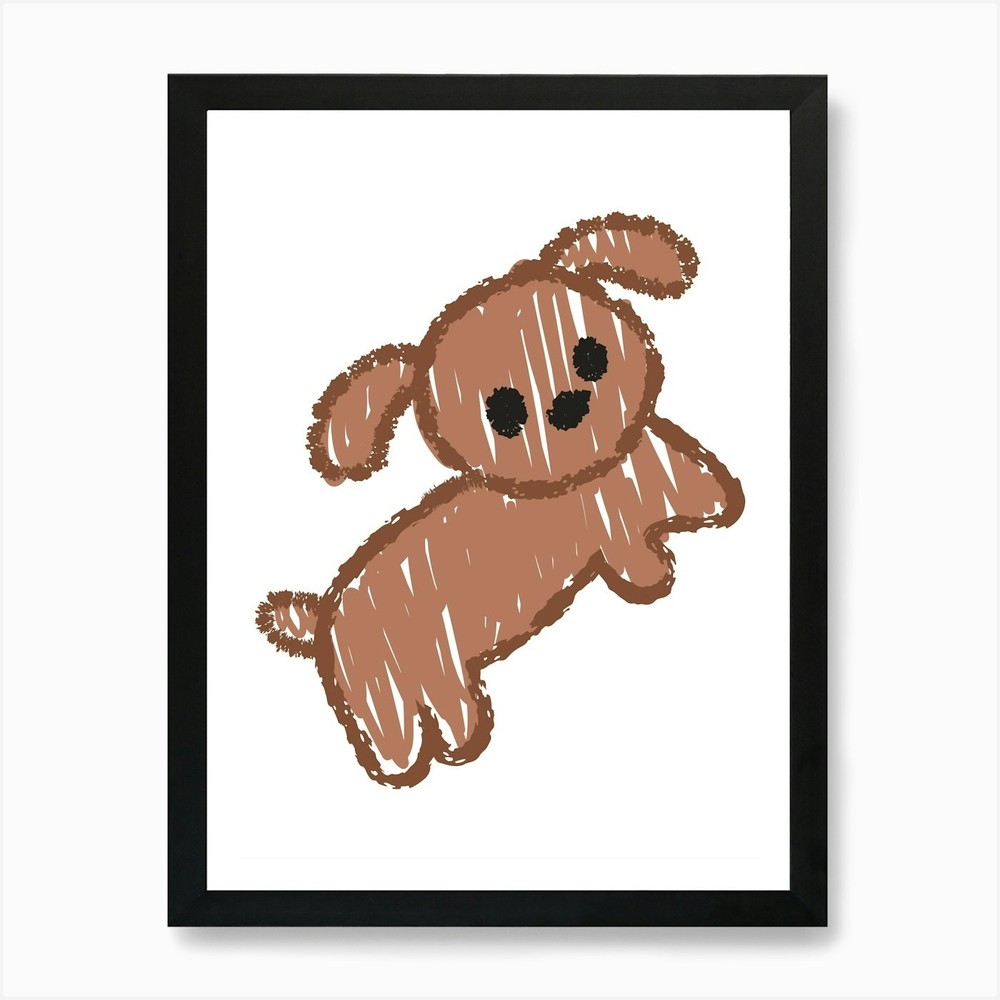 Cute Dog Doodle Art Drawing Art Pri Framed Wall Art Poster Canvas Print Picture