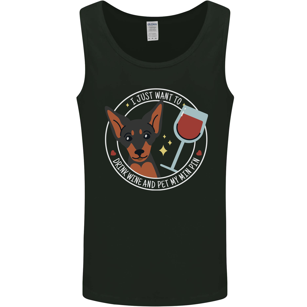 Wine With My Min Pin Dog Miniature Pinscher Mens Vest Tank Top