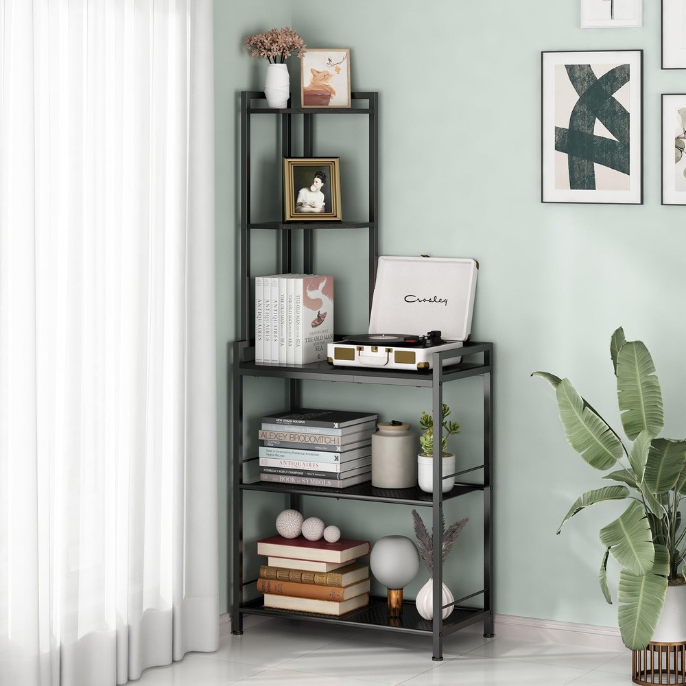 5-Tier Freestanding Corner Shelf Unit for Books & Decor
