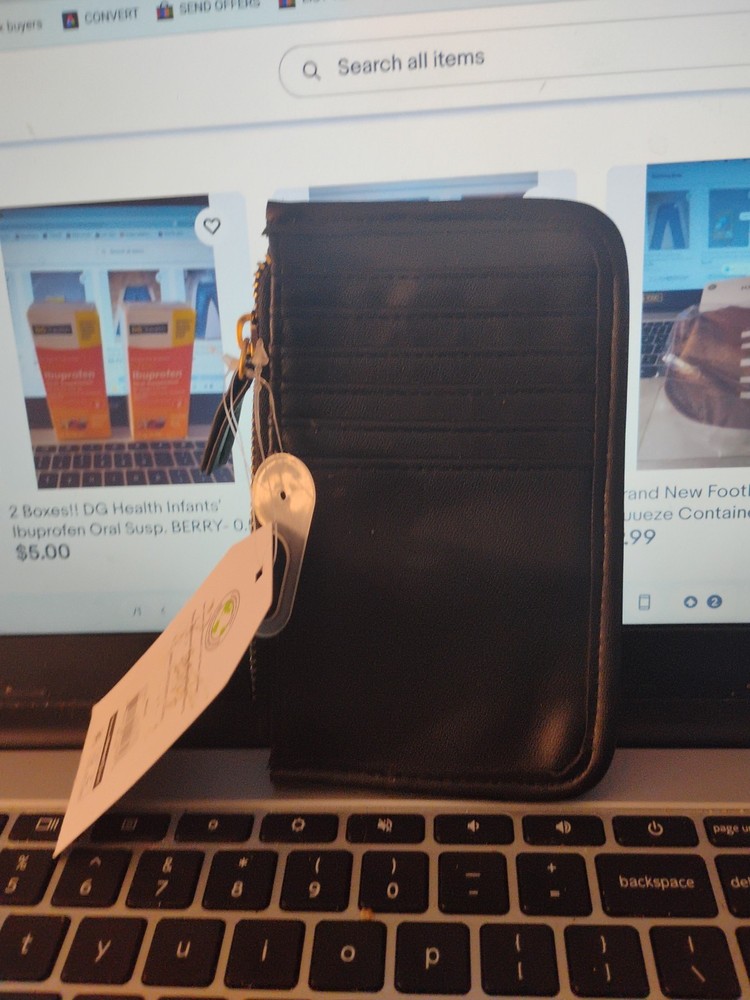 Black Zippered Credit Card Wallet for Women by Time and Tru