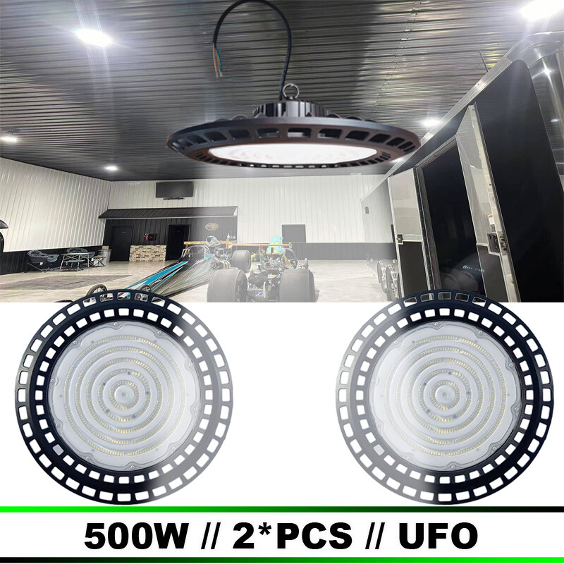 500W UFO LED High Bay Light for Factory and Warehouse Fixtures - 2-Pack