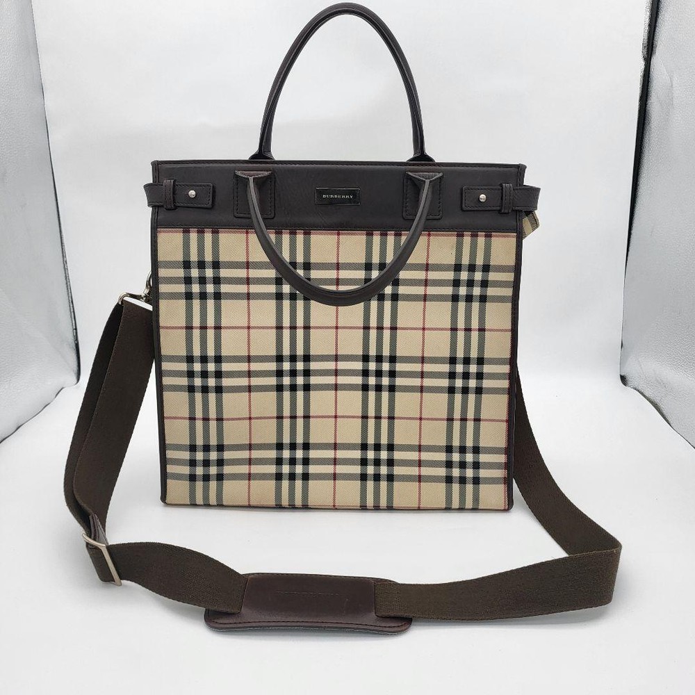 Burberry Shoulder Bag Nova Check Canvas Beige Authentic F1105150