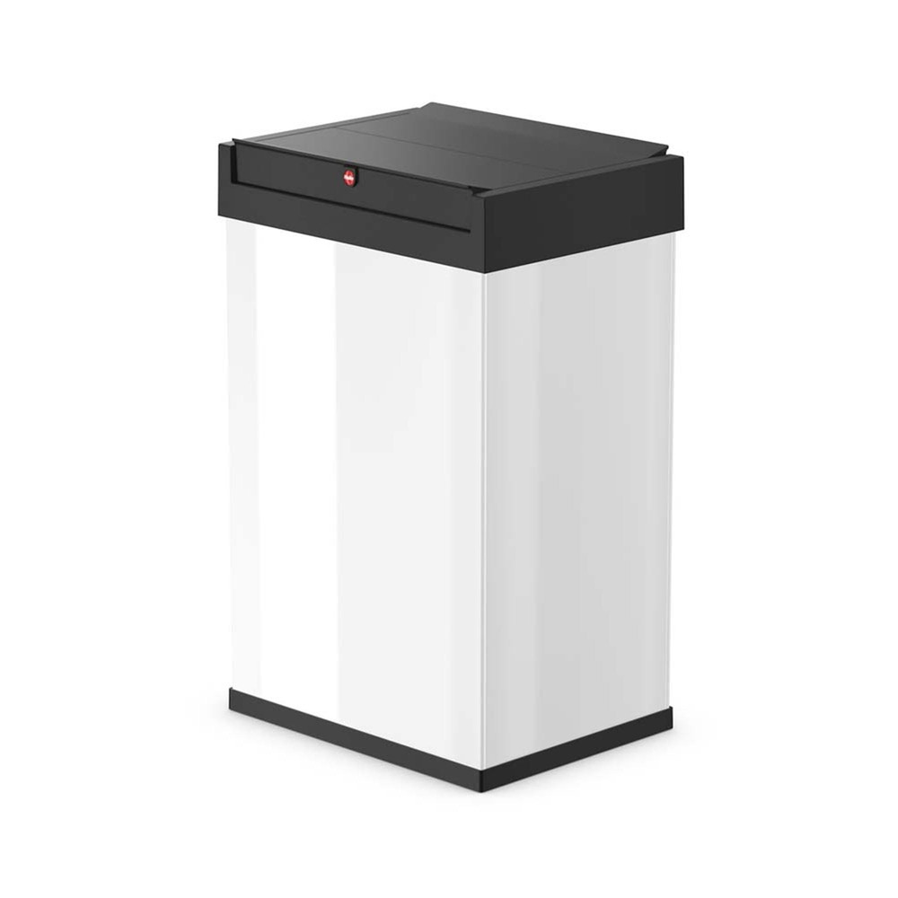 Big-Box Swing Trash Bin, 9.2 Gallon, Non-Slip Base, White with Black Lid