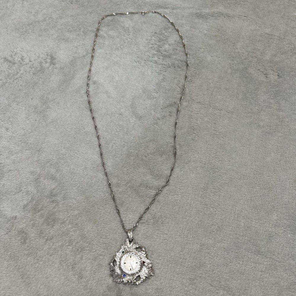 Vintage Silver Pocket Watch Necklace Pendant