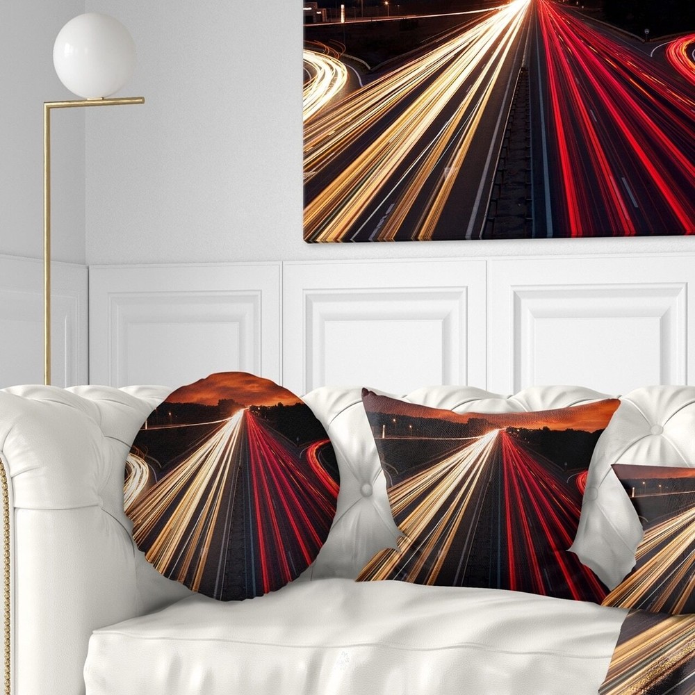 Designart 'Speed Traffic Trails' Cityscape Digital Throw