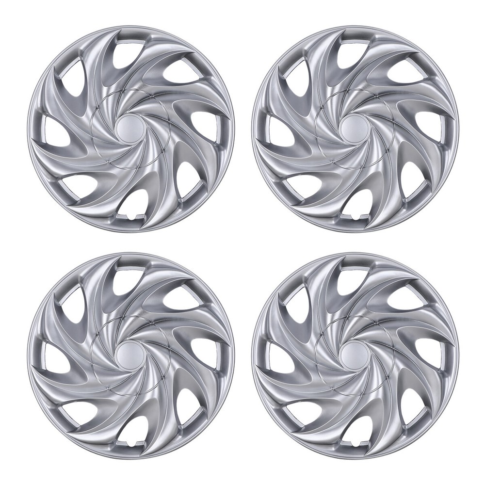 Universal 15-inch ABS Snap-On Hubcaps for Cars & Trucks in Steel Silver